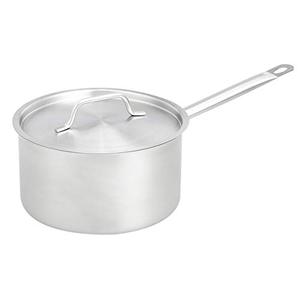 lot 27472 image: AmazonCommercial 6 Qt. Stainless Steel Aluminum-Clad Straight Sided Sauce Pan with Cover