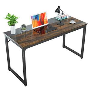 lot 27496 image: Foxemart Computer Desk 39 Inch Study Writing Table, Modern PC Laptop Sturdy Simple Gaming Desk for Home Office Workstation, Rustic Brown and Black