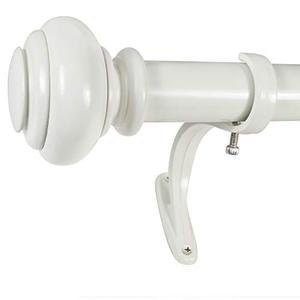 lot 27512 image: Decopolitan Urn Single Curtain Rod, 72 to 144-Inch, Bright White