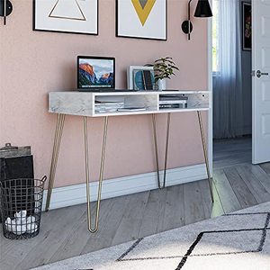 lot 27516 image: Novogratz Computer Desk with Storage, White Marble