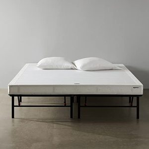 lot 34337 image: Amazon Basics Foldable, 14 Black Metal Platform Bed Frame with Tool-Free Assembly, No Box Spring Needed - Queen