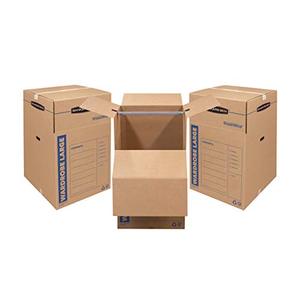 lot 34352 image: Bankers Box SmoothMove Wardrobe Moving Boxes, Tall, 24 x 24 x 40 Inches, 3 Pack (7711001)