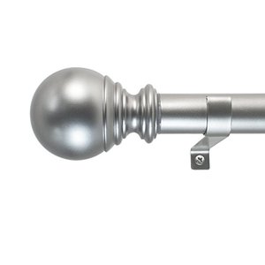 lot 34357 image: Decopolitan Ball Single Telescoping Drapery Rod Set, 36 to 72-Inch ,Medium, Silver