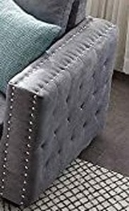 lot 34369 image: ATY 91 Reversible Sectional Sleeper Sofa Nailheaded Design, for Living Room(Gray), Grey Side Arms Only, Box States Quantity 1