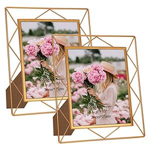 lot 220458 image: 8x10 Picture Frame Set of 2, Metal Frames Fits 8 by 10 Inch Photo Tabletop or Wall Mounting Display