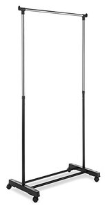 lot 34363 image: Whitmor Adjustable Garment Rack Rolling Clothes Organizer, Black and Chrome