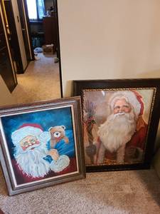 lot 1009 image: Christmas framed Art, largest is 34x28