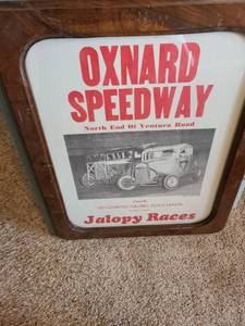 lot 1014 image: 26x21 framed Art Oxnard speedway