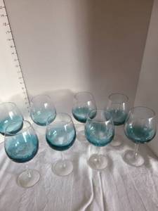 lot 1037 image: Crackled glass wine glasses