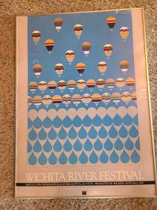 lot 1048 image: 1984 Wichita River Festival poster in frame, no glass. Not in mint condition.