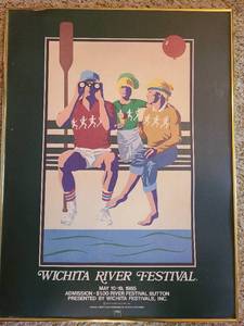 lot 1049 image: 1985 Wichita River Festival poster, framed but no glass
