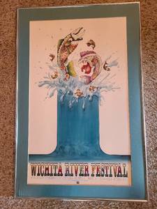lot 1051 image: 1987 Wichita River Festival poster, framed but no glass