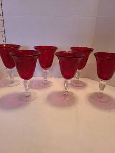 lot 1222 image: Ruby red stemware, 6 pieces
