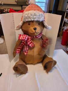 lot 1257 image: Burlap bear 33 inches tall