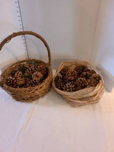 lot 1278 image: Basket and bag of pine cones