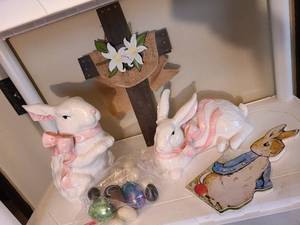 lot 1745 image: Bunnys, Easter eggs and cross and Peter rabbit books