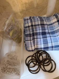 lot 1411 image: Shower curtain and hooks