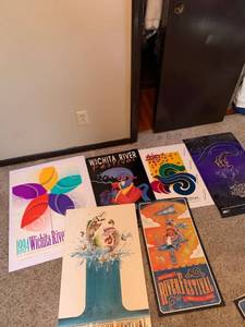 lot 1772 image: Cardboard and paper posters of Wichita River Festival
