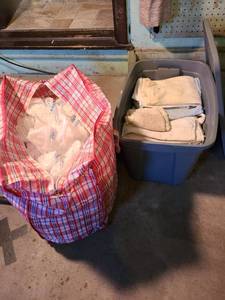 lot 2010 image: Bin of rags and bag of bags
