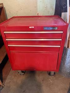 lot 2097 image: Westward rolling toolbox with key