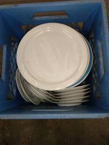 lot 1844 image: Tote Of Plates And Dessert Plates