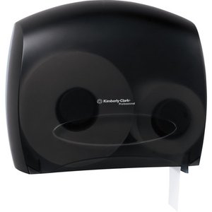 lot 1856 image: Kimberly Clark Professional JRT Jr. Escort Jumbo Roll. Commercial Toilet Paper Dispenser (09507), with Stub Roll, 16�� x 13.88�� x 5.75��, Smoke per Black
