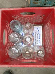 lot 1897 image: Tote Of Milk Jugs And Jars