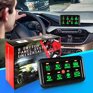 lot 21611 image: 8 Gang Switch Panel Kit Circuit Control Panel Box On-Off Led Car Touch Switch Panel Electronic Relay System with Label Stickers Compatible with Car ATV UTV Boat Truck Pickup SUV- Retail $99