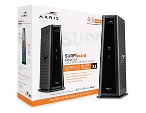 lot 21616 image: ARRIS SURFboard SBG8300 DOCSIS 3.1 Gigabit Cable Modem & AC2350 Dual Band Wi-Fi Router, Approved for Cox, Spectrum, Xfinity & others (black)- Retail $269