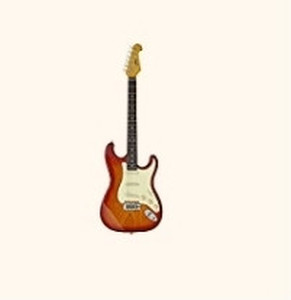 lot 21627 image: Monprice Indio Series 6 String Solid Body Electric Guitar, Cherry Burst- Retail $229
