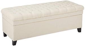 lot 21630 image: Christopher Knight Home Juliana Fabric Storage Ottoman, Beige- Retail $216