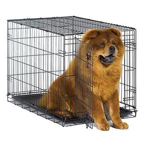 lot 21632 image: New World 36 Folding Metal Dog Crate, Includes Leak-Proof Plastic Tray Dog Crate Measures 36L x 23W x 25H Inches, Fits Intermediate Dog Breeds- Retail $56