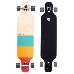 lot 21649 image: Retrospec Rift Drop-Through Longboard Skateboard Complete  Canadian Maple Wood Cruiser w Drop-Through Trucks for Commuting, Cruising, Carving & Downhill Riding- Retail $69