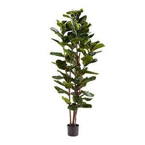 lot 21660 image: Home Pure Garden Artificial Fiddle Leaf Fig Tree-72�� Faux Plant Natural Feel Leaves-Realistic Indoor Potted Topiary D�cor- Retail $126