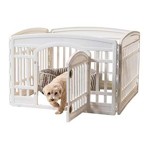 lot 21662 image: IRIS USA 24 4 Panel Exercise Pet Playpen with Door, White Cl-604E (586680)- Retail $40