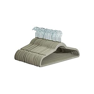 lot 21671 image: Amazon Basics Slim, Velvet, Non-Slip Suit Clothes Hangers, GraySilver - Pack of 50- Retail $41