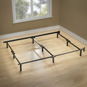 lot 21676 image: ZINUS Compack Metal Bed Frame  7 Inch Support Bed Frame for Box Spring and Mattress Set, Black, Queen- Retail $67