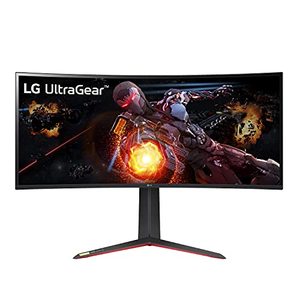 lot 21684 image: LG 34GP950G-B 34 Inch Ultragear QHD (3440 x 1440) Nano IPS Curved Gaming Monitor with 1ms Response Time and 144HZ Refresh Rate and NVIDIA G-SYNC Ultimate with TiltHeight Adjustable Stand - Black- Retail $1296