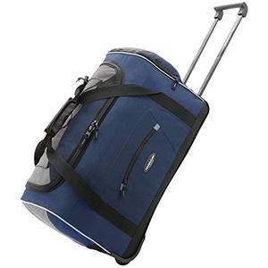 lot 21696 image: Travelers Club Adventure Upright Rolling Duffel Bag, NavyBlack, 36 Inch 119.0L- Retail $50