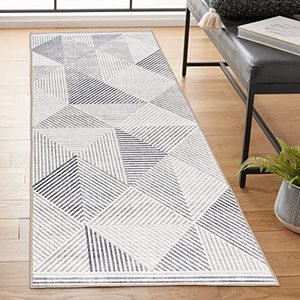 lot 21711 image: ReaLife Machine Washable Rug - Stain Resistant, Non-Shed - Eco-Friendly, Non-Slip, Family & Pet Friendly - Made from Premium Recycled Fibers - Modern Geometric - Gray Ivory, 26 x 6