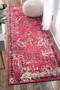 lot 21718 image: nuLOOM Anabel Distressed Floral Runner Rug, 2 6 x 8, Pink