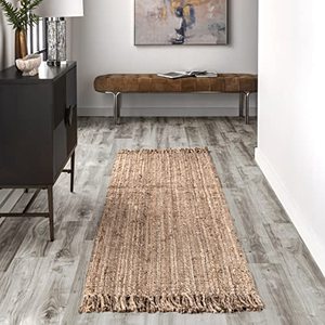 lot 21732 image: nuLOOM Hand Woven Chunky Natural Jute Farmhouse Runner Rug, 2 ft 6 in x 8 ft
