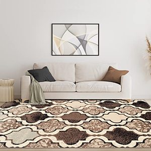 lot 21740 image: SUPERIOR Viking Modern Geometric Trellis Polypropylene Indoor Area Rug with Jute Backing, 8 x 10, Ivory