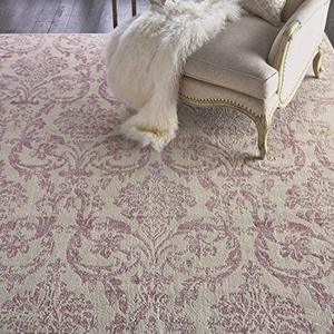 lot 21742 image: Nourison Jubilant Vintage Damask IvoryPink 7 x 10 Area Rug, (7 x 10)