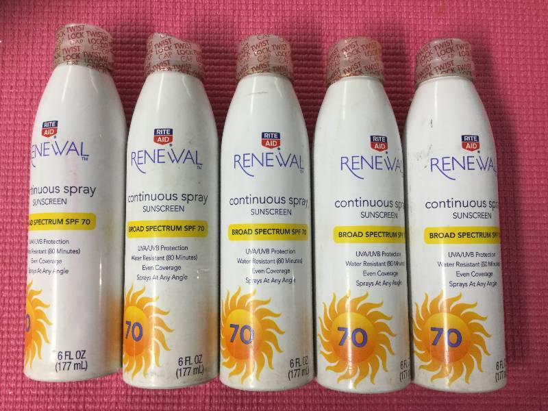lot 1046 image: Lot of 5. RiteAid Renewal Continuous Spray Sunscreen