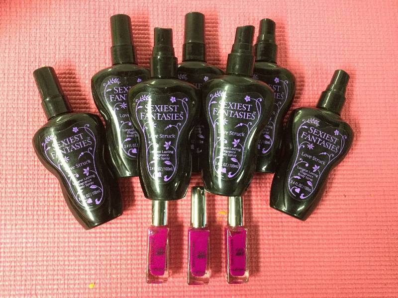 lot 1047 image: Lot of 7 Sexiest Fantasies Fragrance spray & Lot of 3 Nail Art polish.