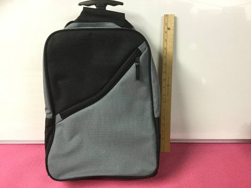 lot 1079 image: GreyBlack Rolling Backpack wpull-out Handle and Laptop section.