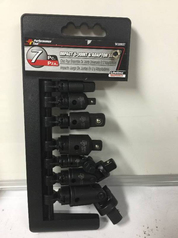 lot 1130 image: Performance Tools 7 pc. Impact U-Joint & Adaptor Set