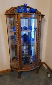 lot 138 image: China Hutch 31 x 14 x 65 with Key and Light (works)(Contents NOT Included)