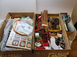 lot 216 image: Christmas Needlepoint, Craft Supplies, and Ornaments